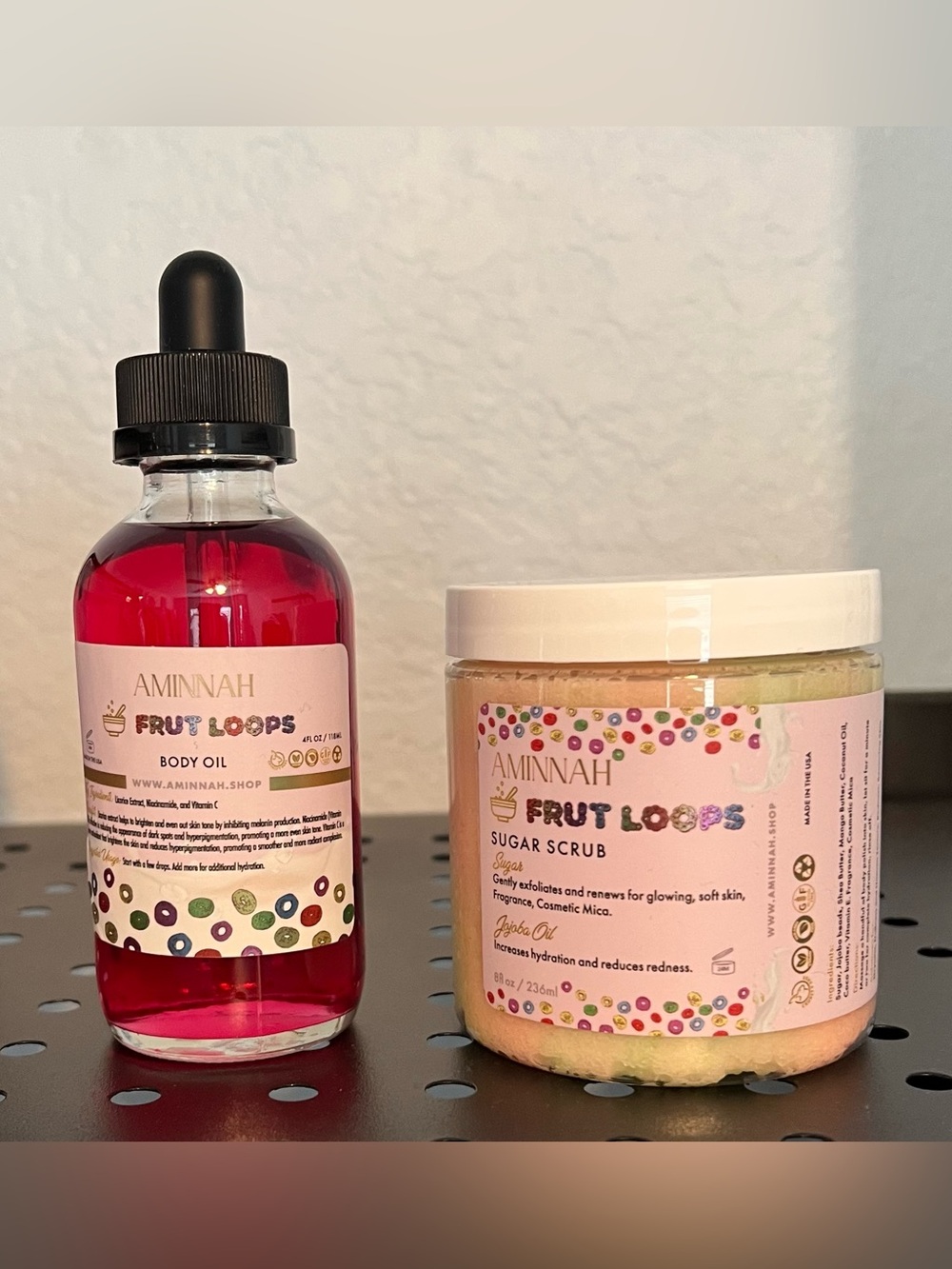 Frut Loops Body Oil & Sugar Scrub Set NWOT Full Size